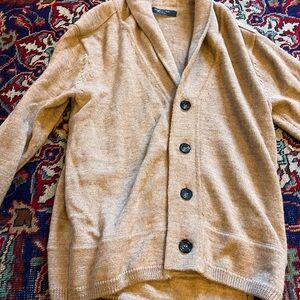 Men's Elegant Beige Cardigan with Button Detail